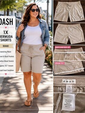 DASH Khaki Bermuda Shorts - 1X Drawstring Waist